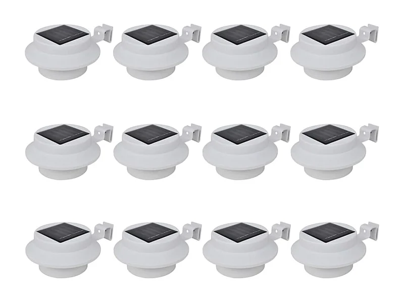 Candeeiros solares de exterior LED para vedações 12 pcs branco PT886204