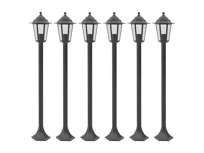 Candeeiros de pé para jardim 6 pcs E27 110 cm alumínio bronze PT288979