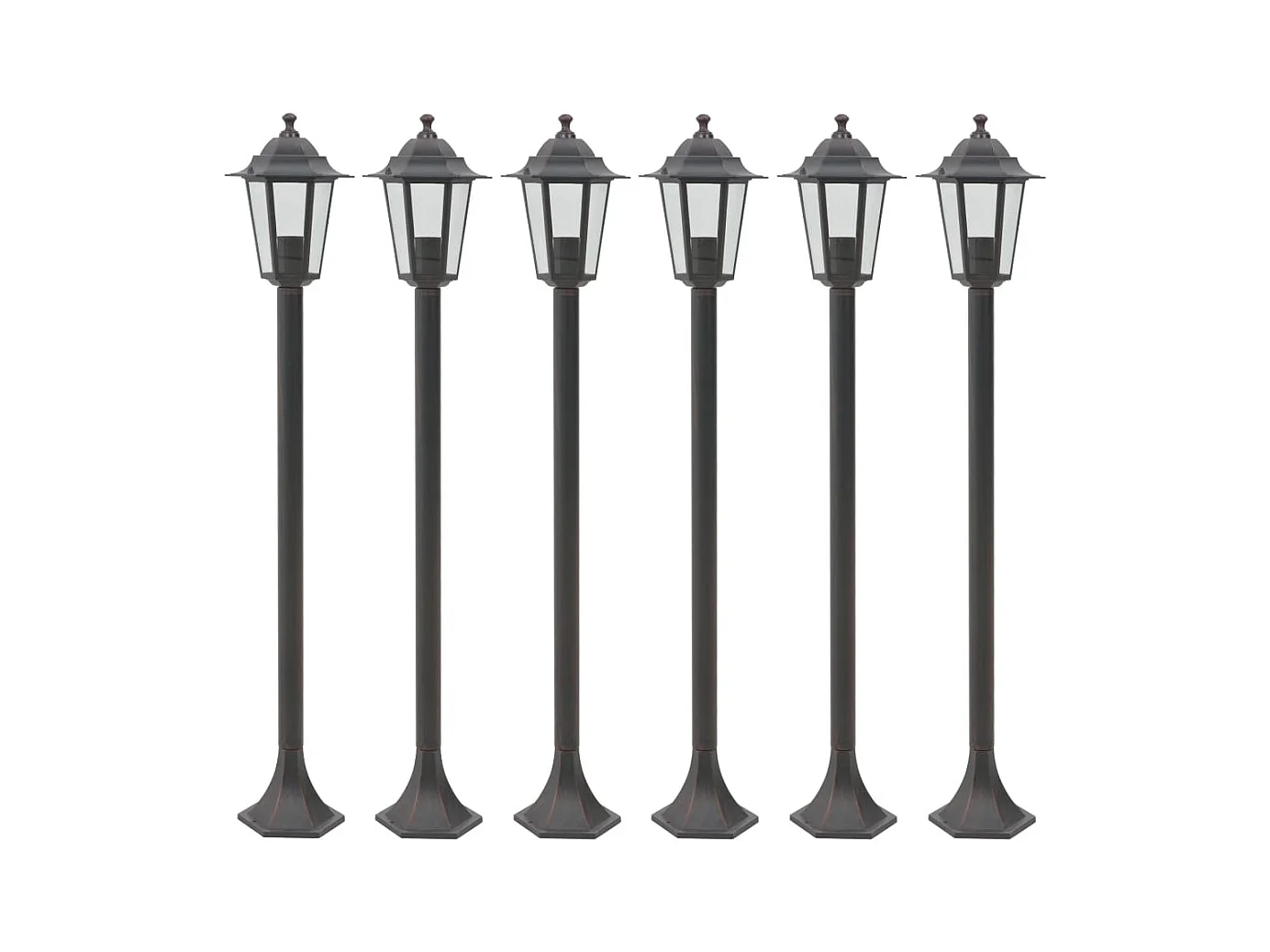 Lampe de jardin à piquet 6 pcs E27 110 cm Aluminium Bronze FR171198