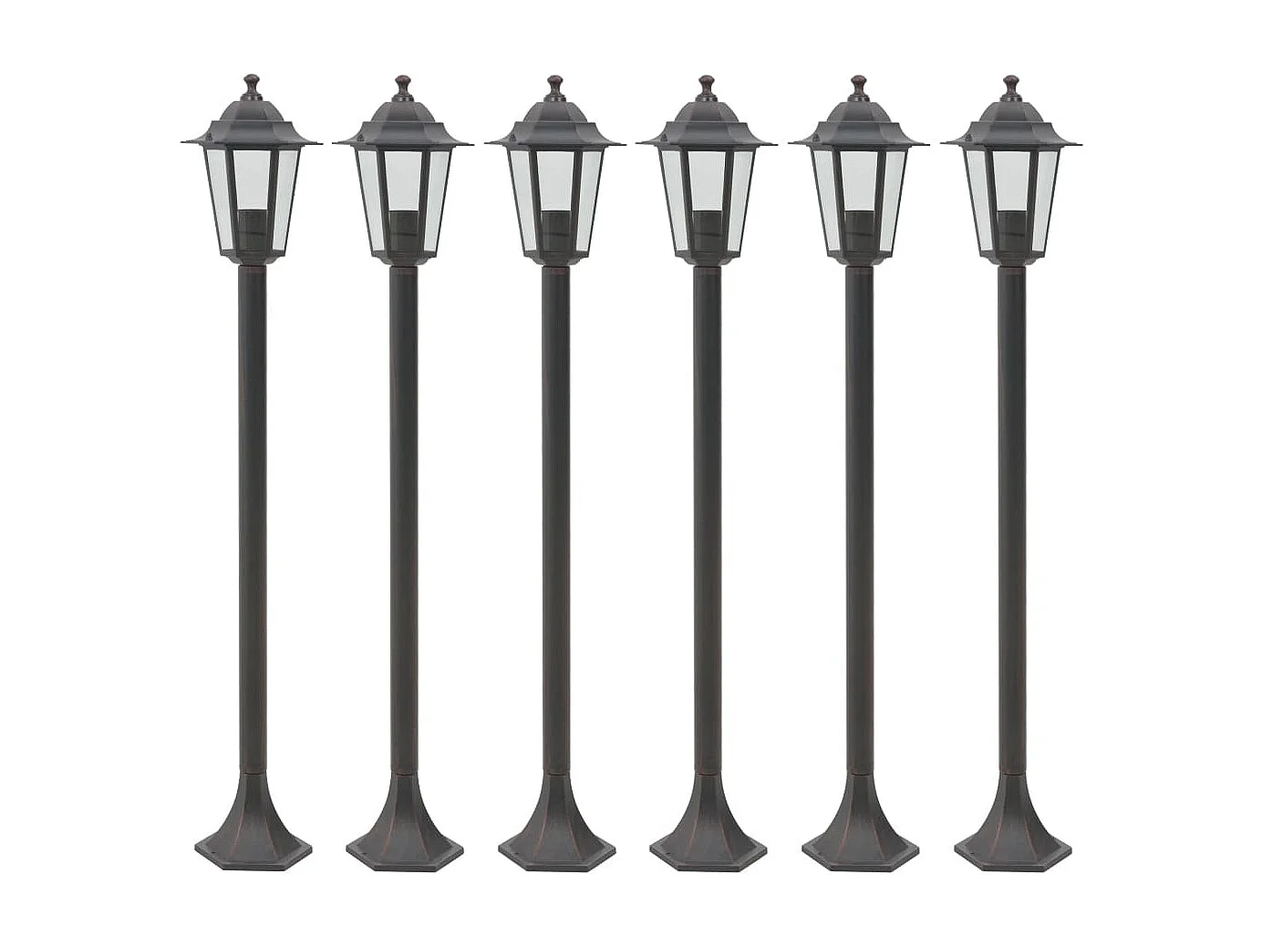 Paalverlichting voor tuin E27 110 cm aluminium brons 6 st BE778934