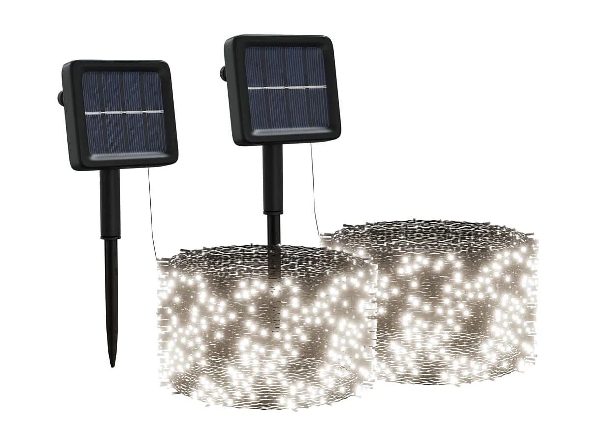 Lampes solaires 2 pcs 2x200 LED Blanc froid Intérieur Extérieur FR671214