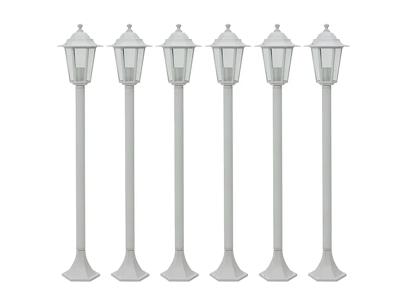 Lampe de jardin à piquet 6 pcs E27 110 cm Aluminium Blanc FR702066