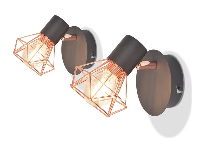 Candeeiros de parede 2 pcs c/ 2 lâmpadas filamentos LED 8 W PT163001