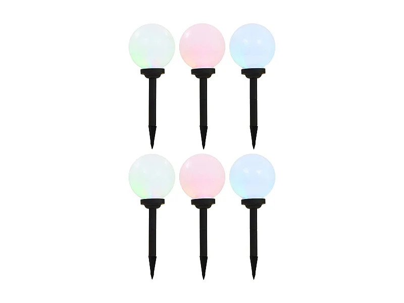 Candeeiro solar de exterior LED 6 pcs esférico 20 cm RGB PT642129