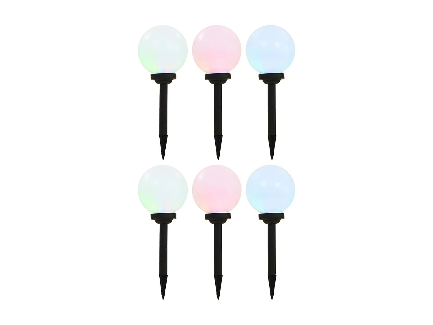 Solarlampen 6 st LED rond 20 cm RGB BE862344