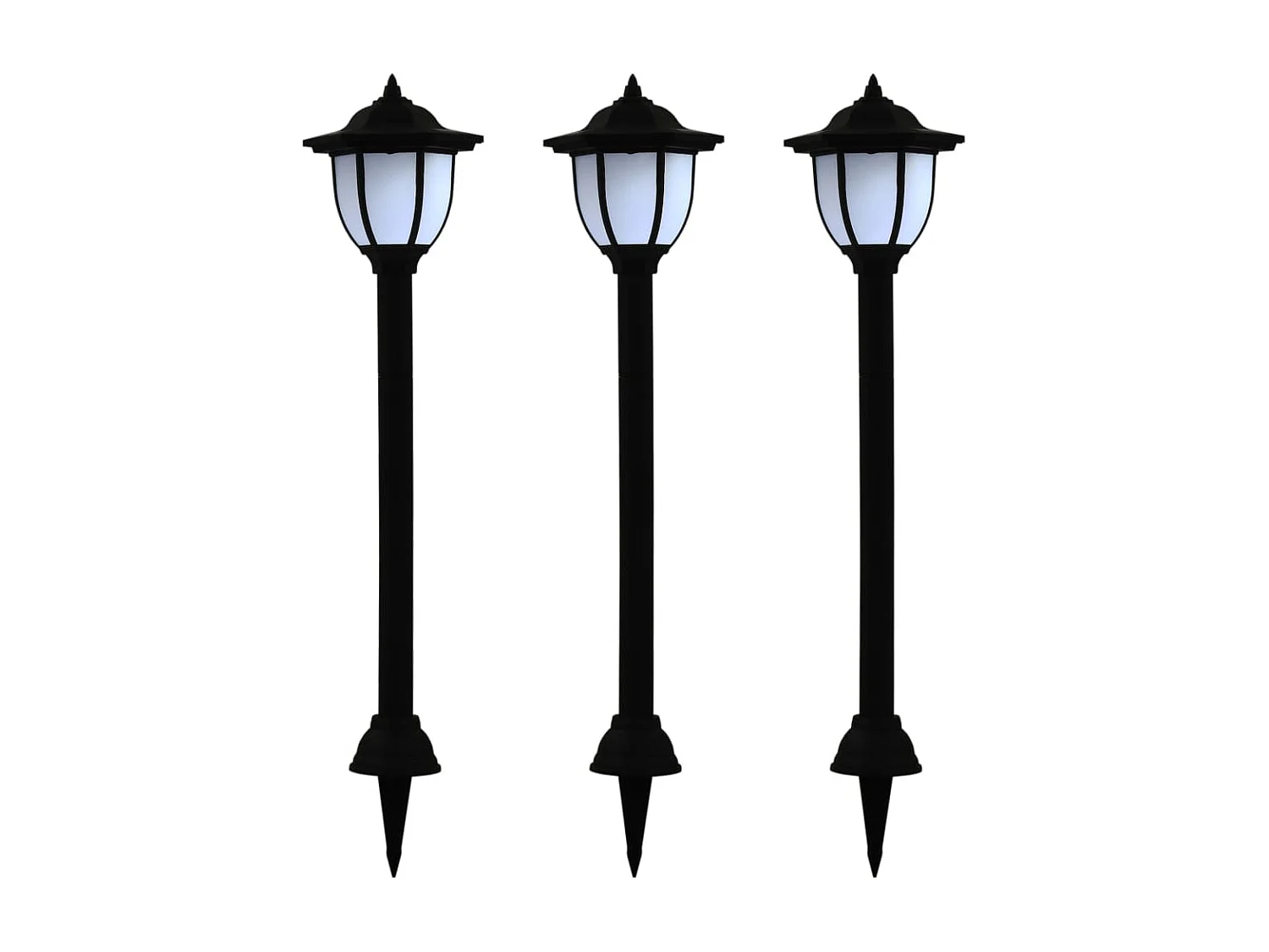 Candeeiro solar LED de exterior 3 pcs preto PT715795