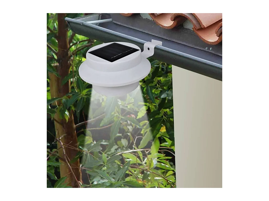 Foco solar blanco para vallas de jardín, 6 unidades ES698927