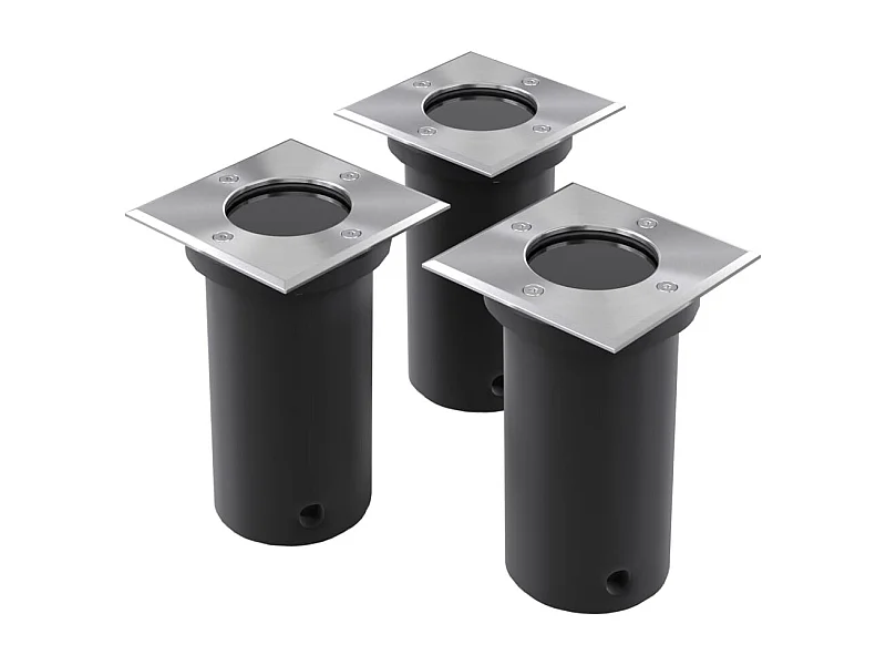 Lampes encastrées au sol d'extérieur 3 pcs Carré FR665719