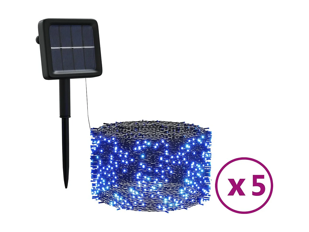 Luzes solares 5pcs 5x200 LEDs p/ interior/exterior azuis PT950915