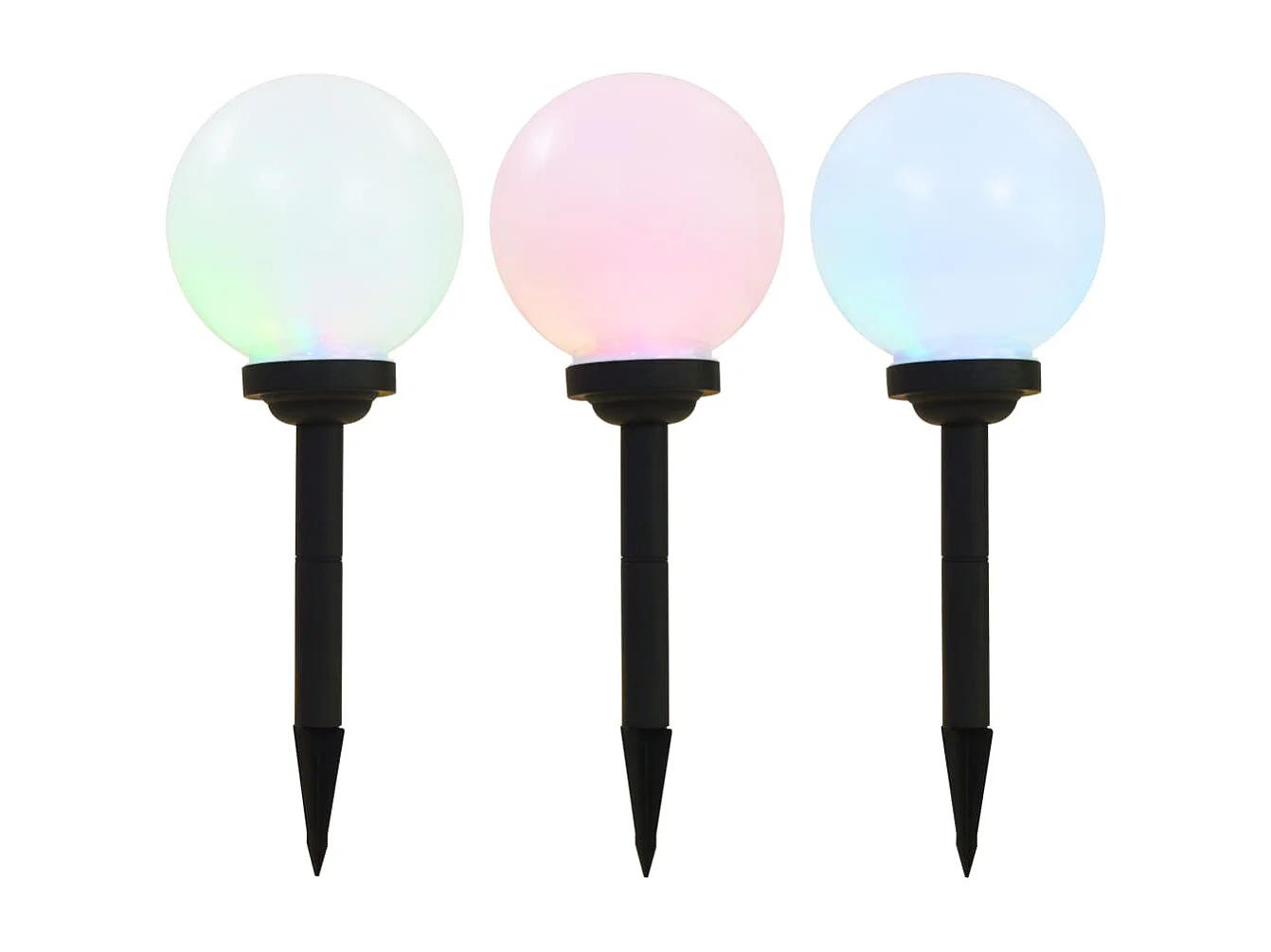 Lampe LED sphérique solaire d'extérieur 3 pcs 20 cm RVB FR989809