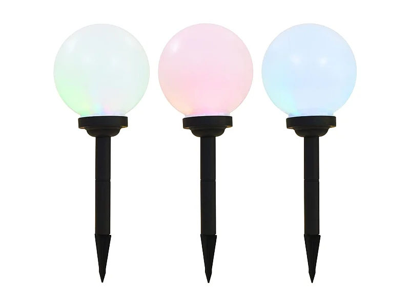 Candeeiro solar de exterior LED 3 pcs esférico 20 cm RGB PT220105