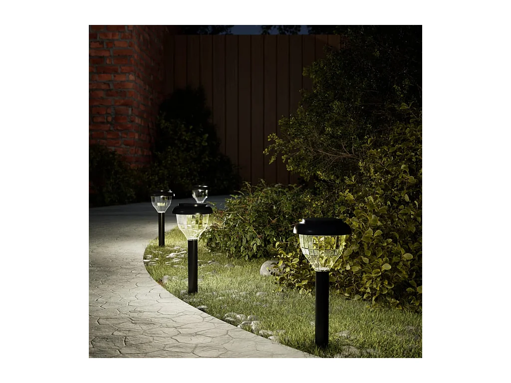 Lampes solaires d'allées et piquets de sol 4pcs blanc chaud RVB FR587079