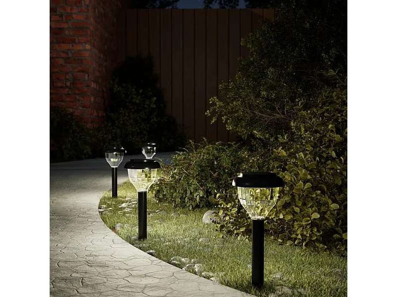 Lampes solaires d'allées et piquets de sol 4pcs blanc chaud RVB FR587079