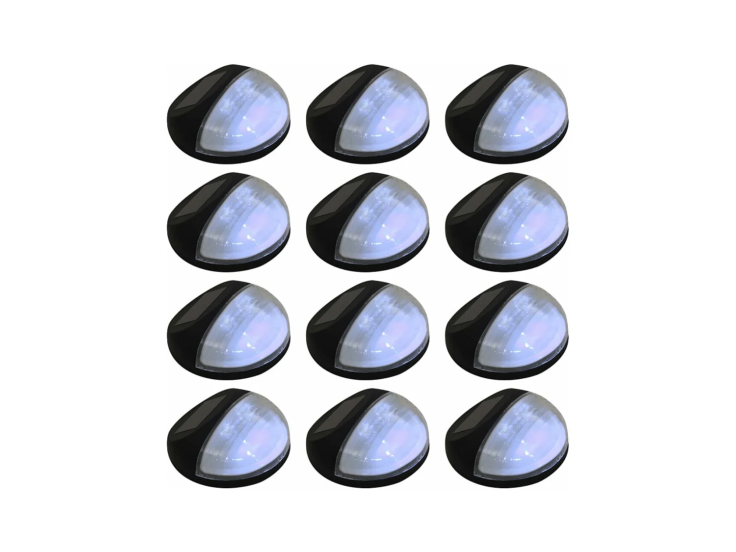 Lampe solaire murale à LED d'extérieur 12 pcs Rond Noir FR413654