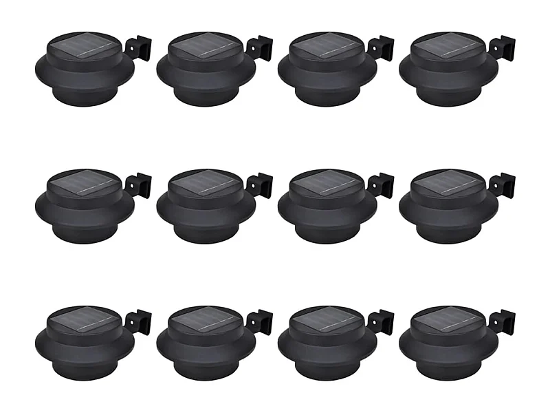 Candeeiros solares de exterior LED para vedações 12 pcs preto PT191185