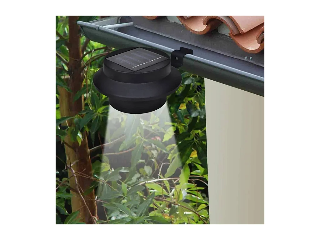 Lámparas solares para valla exterior 12 uds LED negro ES155044