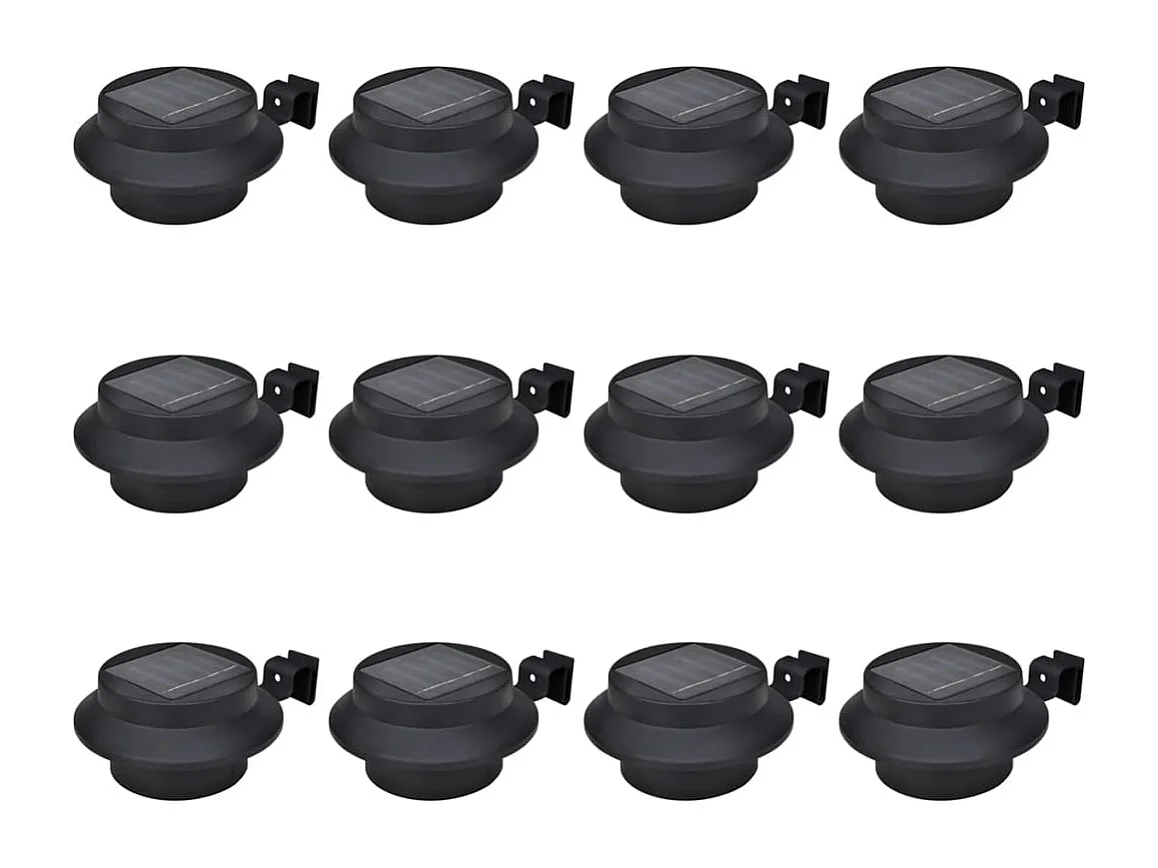 Lampes solaires à LED d'extérieur pour clôture 12 pcs Noir FR749045