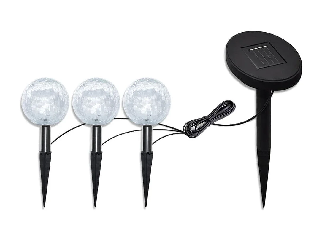 Lámparas de bola jardín LED  anclajes y paneles solares 3 uds ES502074