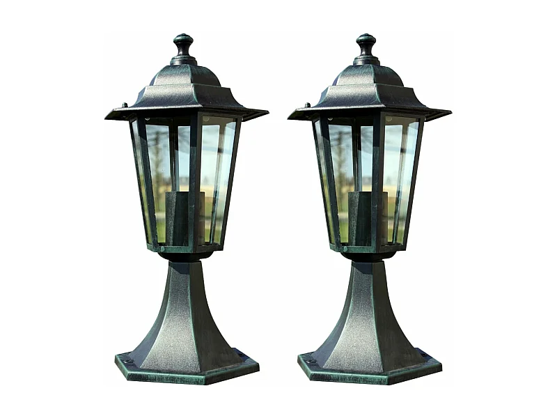 Lámpara de jardín 2 uds aluminio verde oscuro/negro ES647532