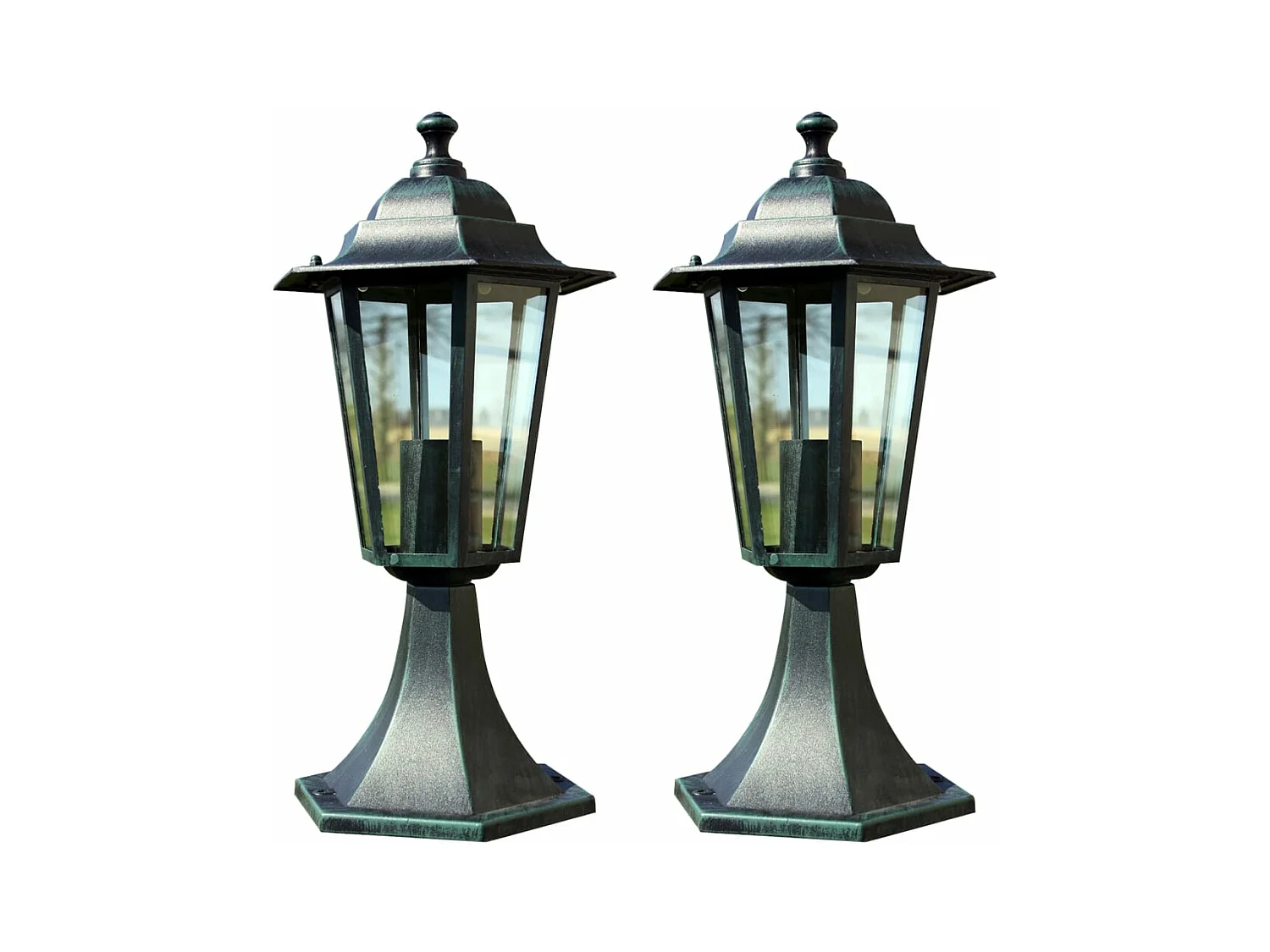 Lampes de jardin 2 pcs Vert foncé/Noir Aluminium FR718494