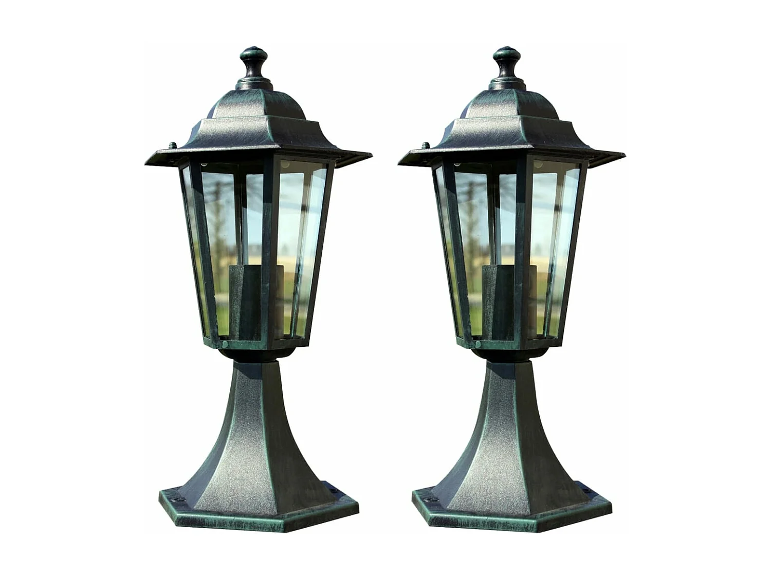 Lámpara de jardín 2 uds aluminio verde oscuro/negro ES647532