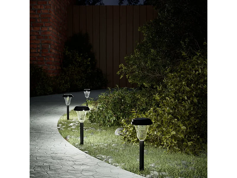 Lampes solaires d'allées et piquets de sol 12 pcs blanc FR540207