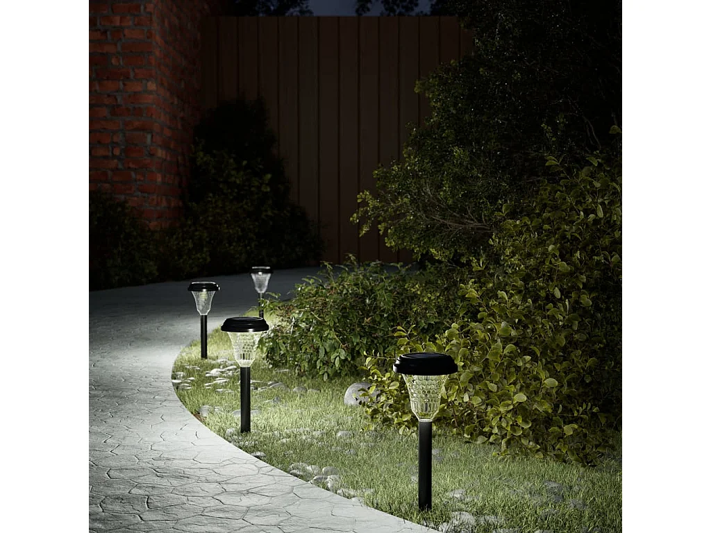 Lampes solaires d'allées et piquets de sol 12 pcs blanc FR540207