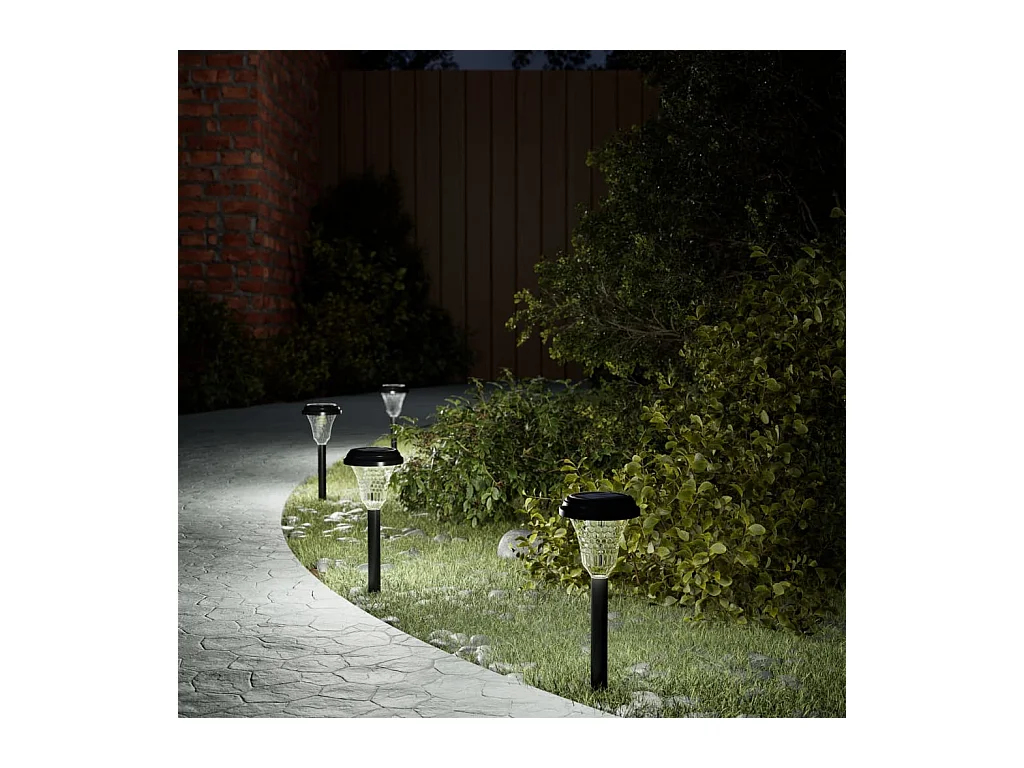 Lampes solaires d'allées et piquets de sol 12 pcs blanc FR540207