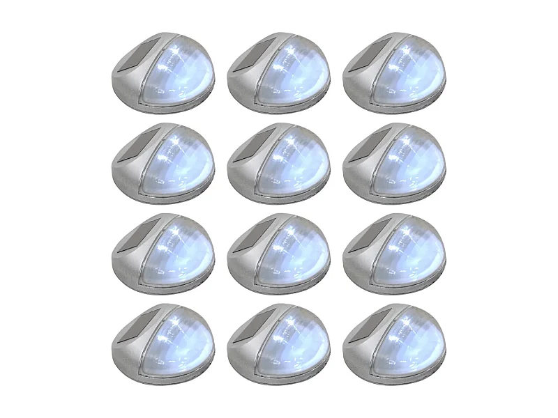 Lampe solaire murale à LED d'extérieur 12 pcs Rond Argenté FR433952