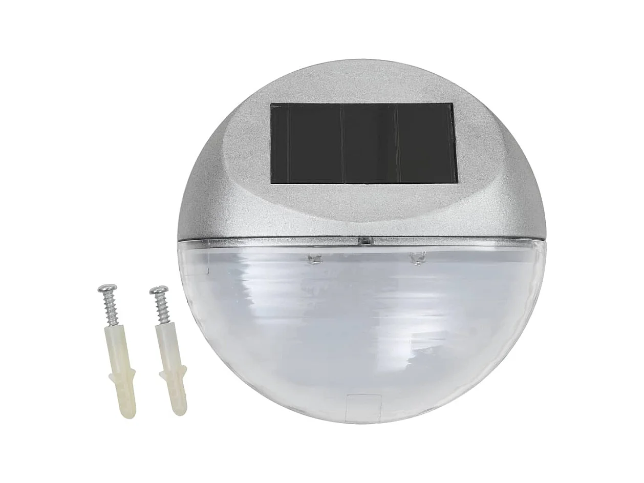 Lampe solaire murale à LED d'extérieur 12 pcs Rond Argenté FR433952