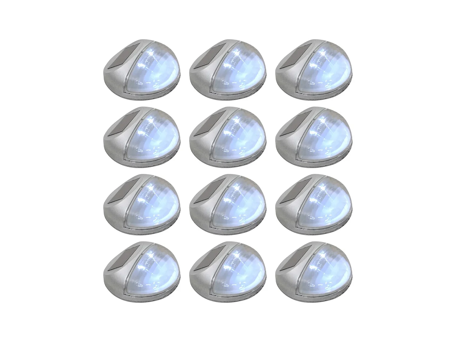 Lampe solaire murale à LED d'extérieur 12 pcs Rond Argenté FR433952