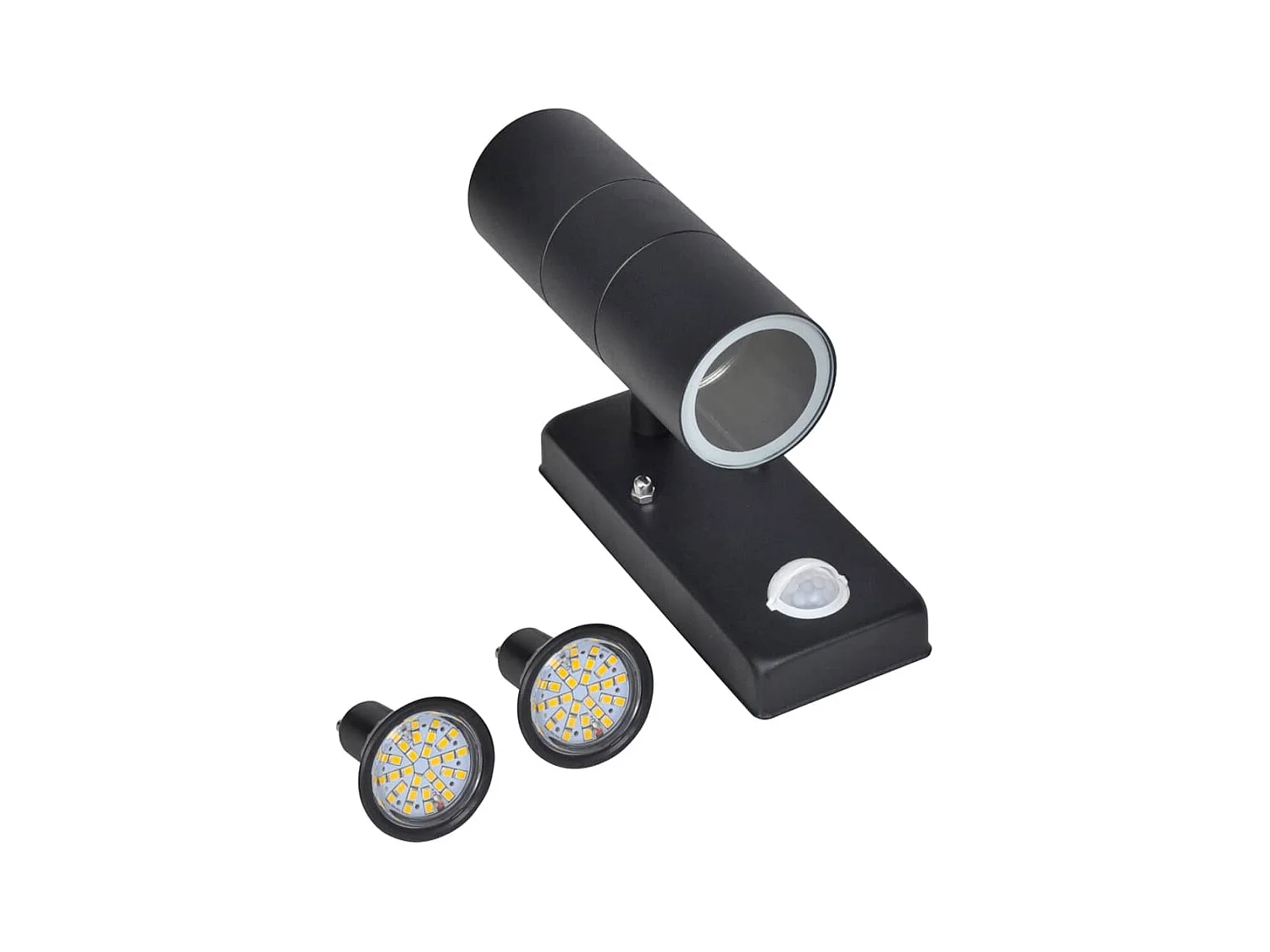 Lampe murale à LED avec capteur Inox Forme cylindrique Noir FR453589