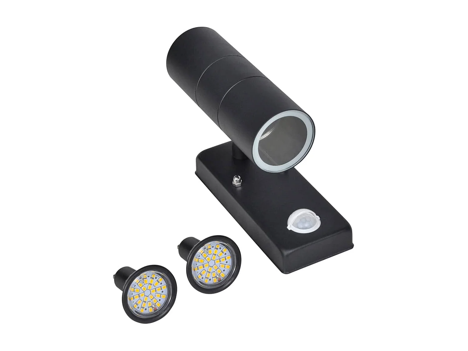Lampe murale à LED avec capteur Inox Forme cylindrique Noir FR453589