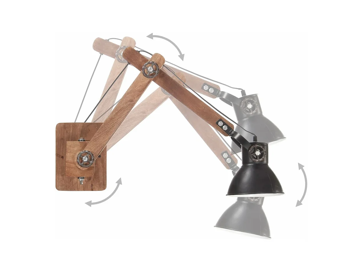 Candeeiro de parede redondo estilo industrial E27 preto PT948419