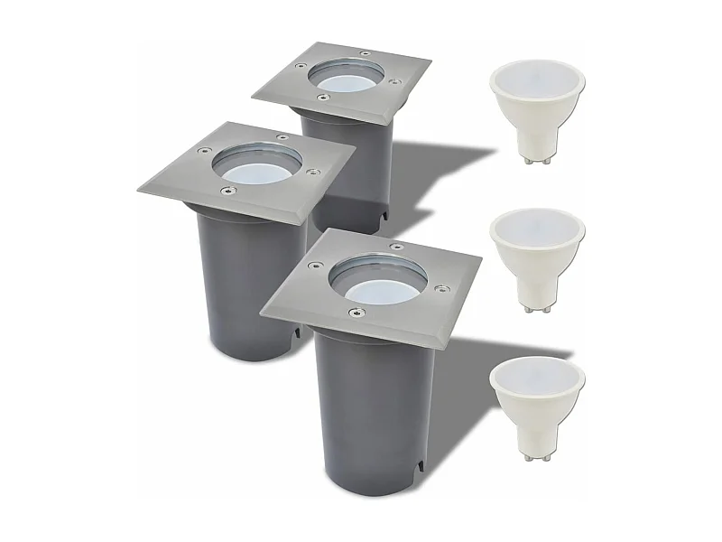 Lampes au sol à LED d'extérieur 3 pcs carré FR174171