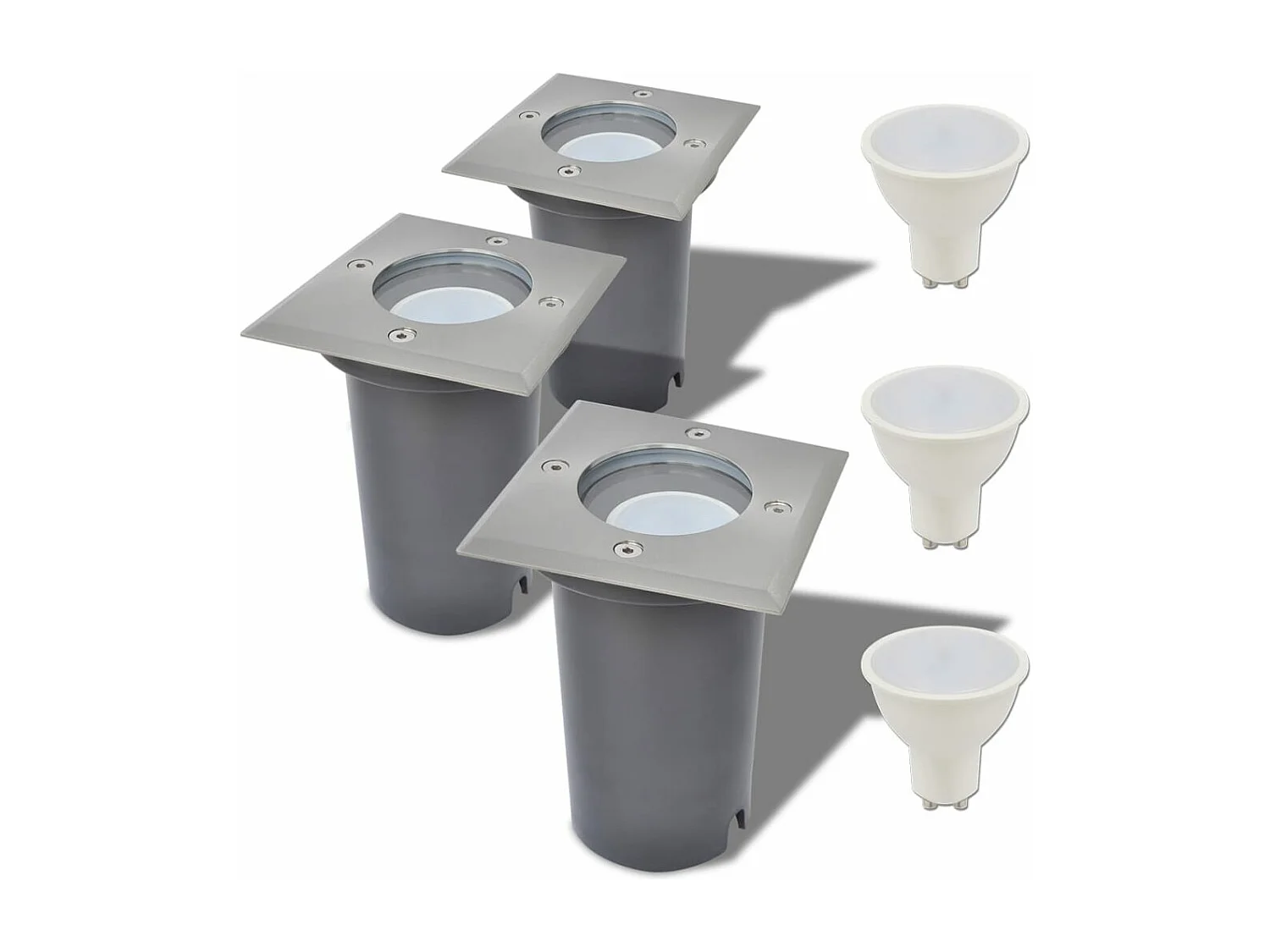 Lampes au sol à LED d'extérieur 3 pcs carré FR174171