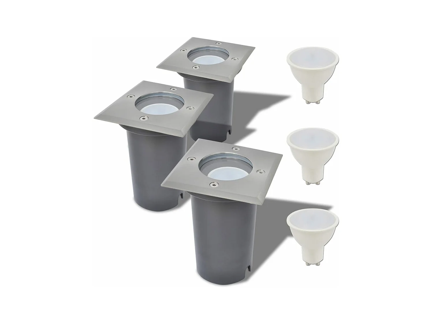 Lampes au sol à LED d'extérieur 3 pcs carré FR174171