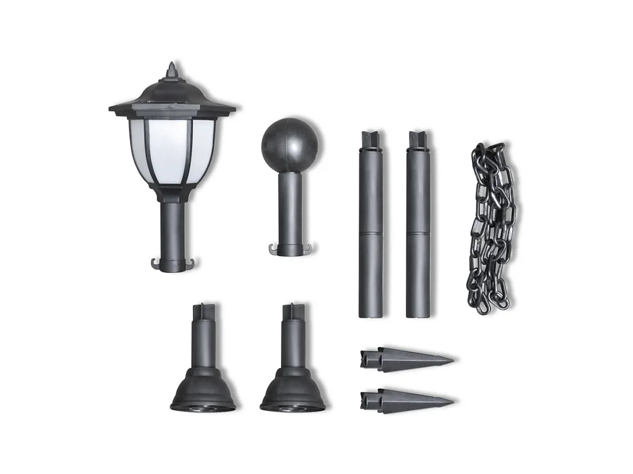 Clôture à chaîne avec deux lampes solaires LED et deux piquets FR990187
