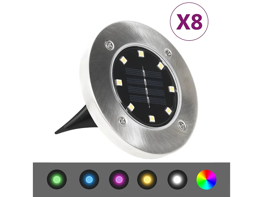 Lampes solaires de sol 8 pcs Lumières LED couleur RVB FR737313