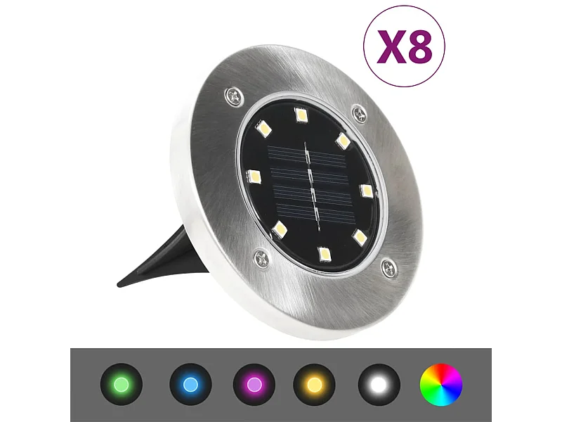 Lampes solaires de sol 8 pcs Lumières LED couleur RVB FR737313