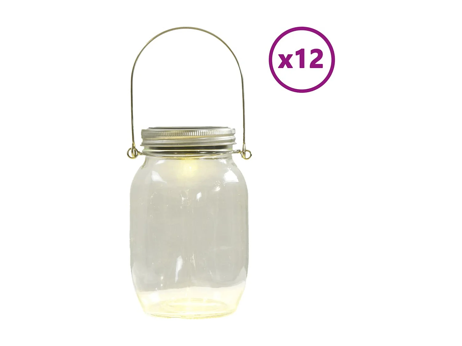 Luz solar de vidro para exterior 12 pcs branco quente PT310943