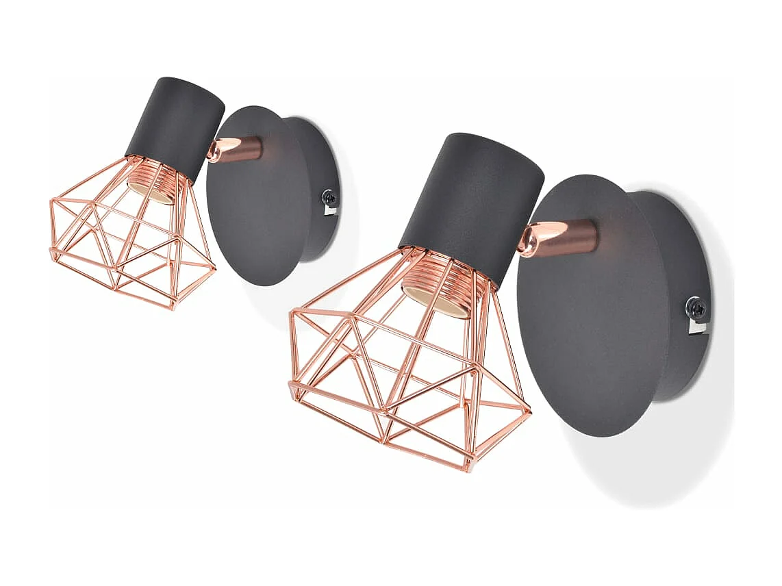 Wandlamp E14 zwart en koper 2 st BE803133