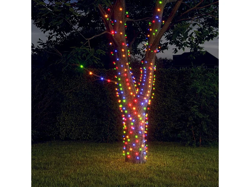 Luzes solares 5pcs 5x200 LEDs p/ interior/exterior coloridas PT634428