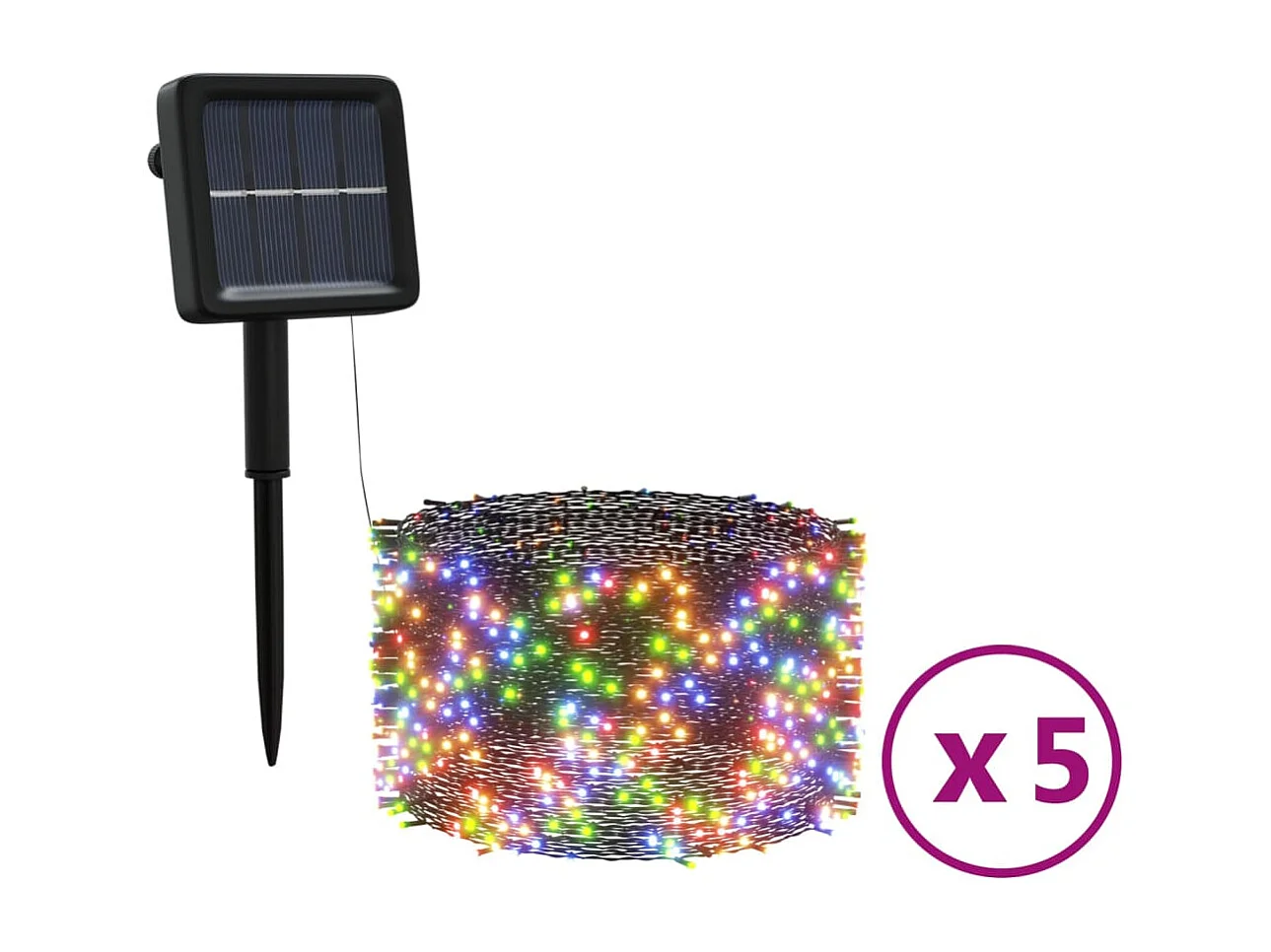 Lampes solaires 5 pcs 5x200 LED Multicolore Intérieur Extérieur FR551022