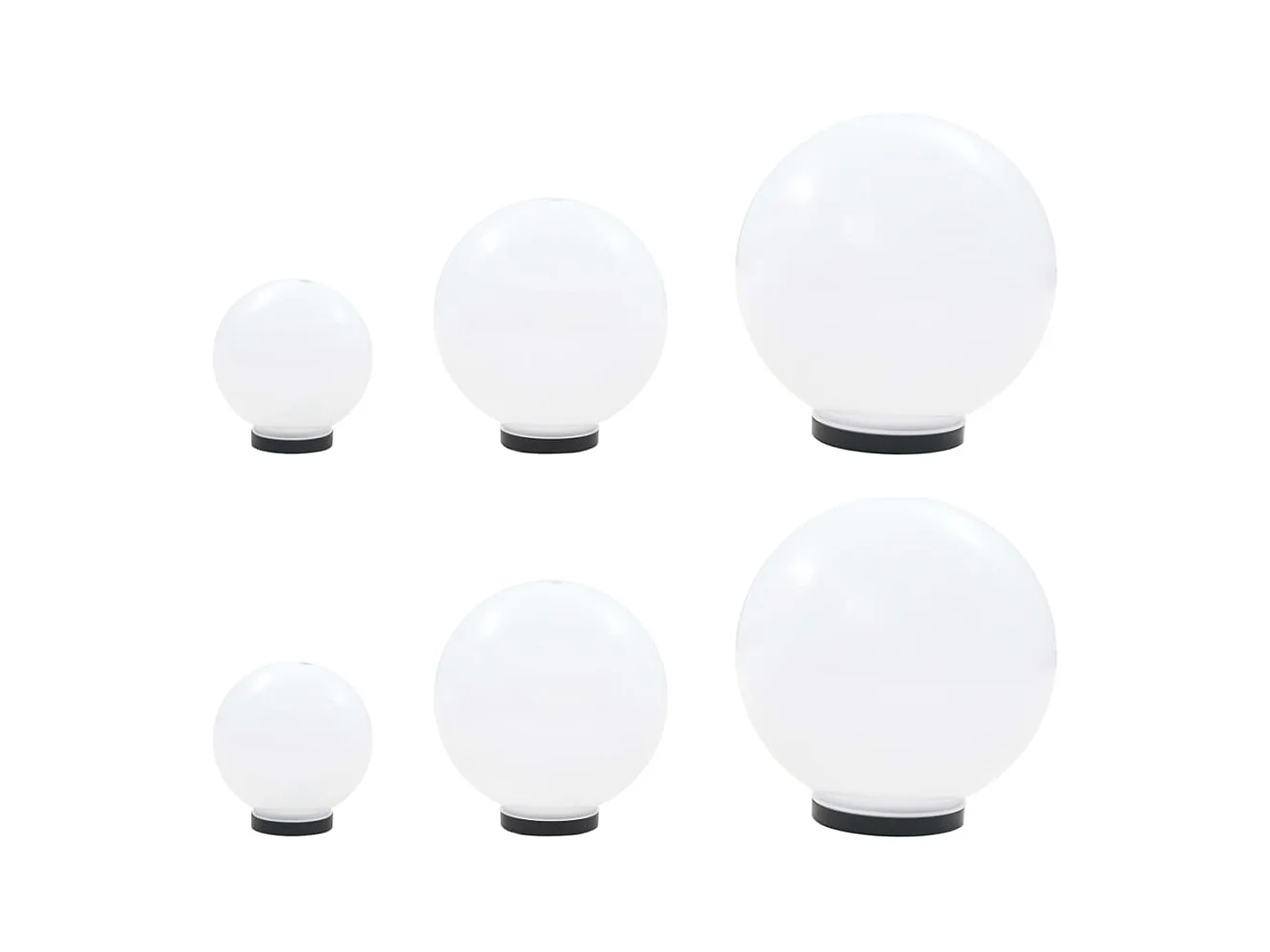 6 pcs Jeu de lampe boule à LED PMMA sphérique 20/30/40 cm FR684679