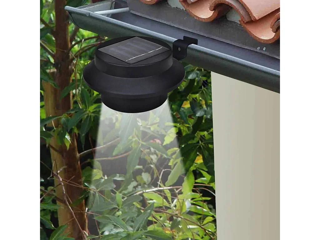 Lampes solaires 6 pcs pour clôture gouttière Noir FR155955