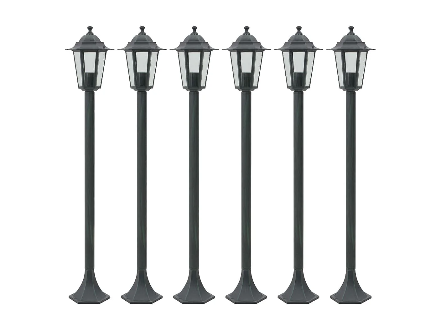 Lampe de jardin à piquet 6 pcs E27 110 cm Aluminium Vert foncé FR652666