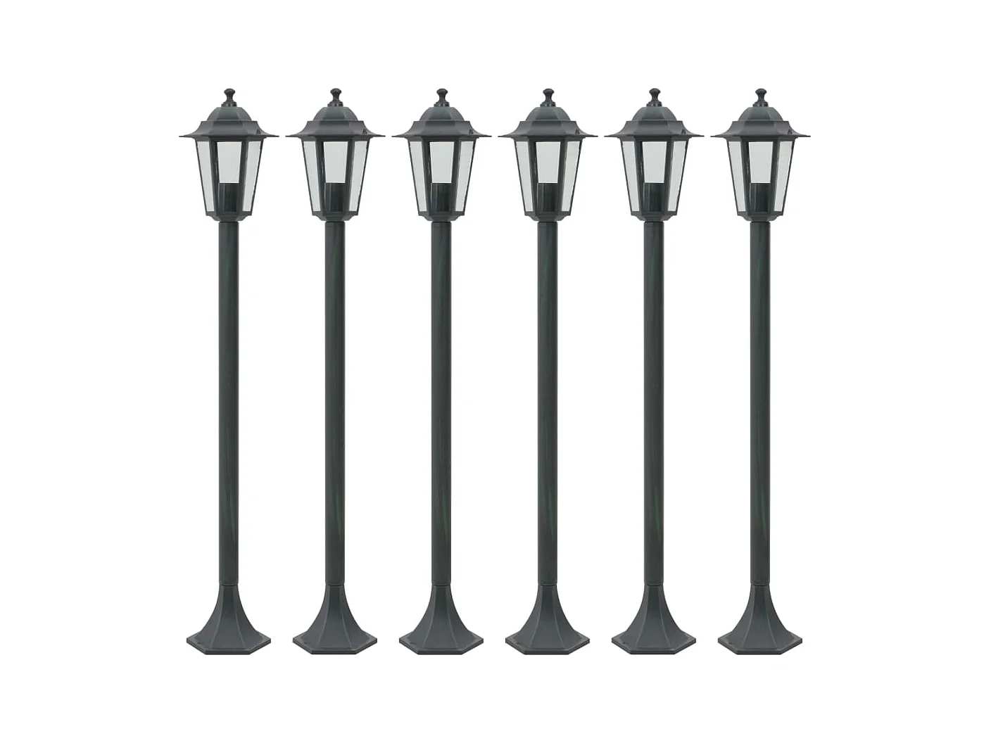 Lampe de jardin à piquet 6 pcs E27 110 cm Aluminium Vert foncé FR652666