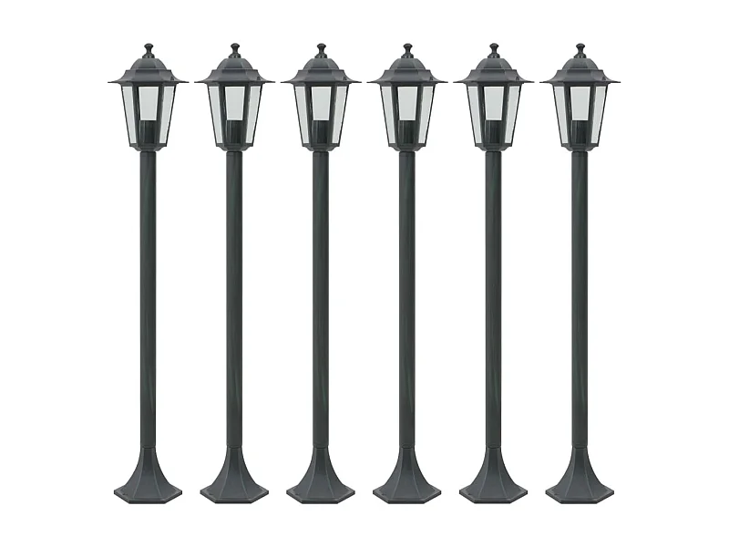 Lampe de jardin à piquet 6 pcs E27 110 cm Aluminium Vert foncé FR652666
