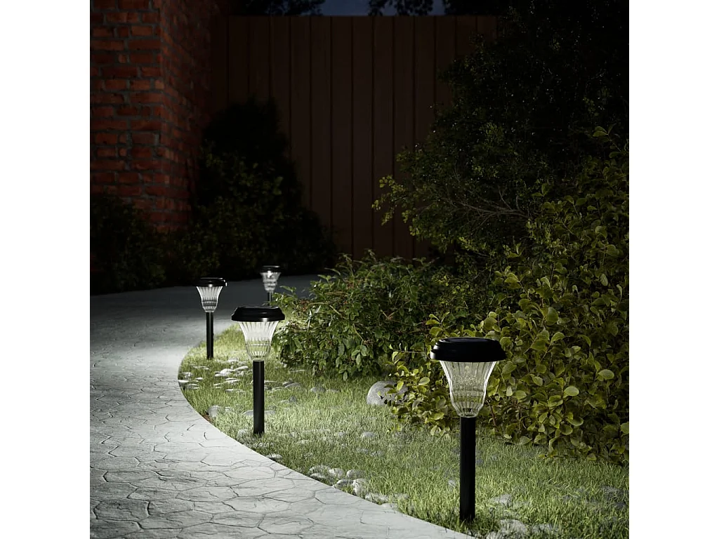 Lampes solaires d'allées et piquets de sol 12 pcs blanc FR590510